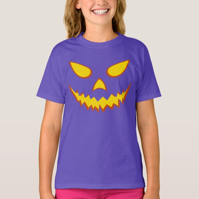Halloween Grinning Face Kürbislaterne Pumpkin T-Shirt (Vorderseite)