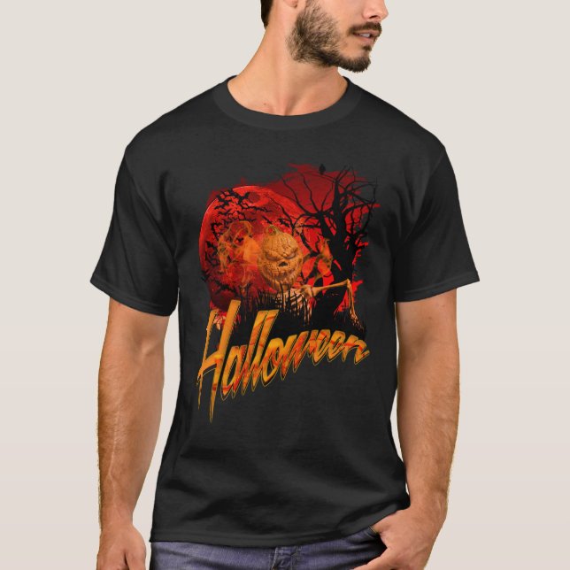 Halloween Grinning Skeleton Pumpkin T-Shirt (Vorderseite)