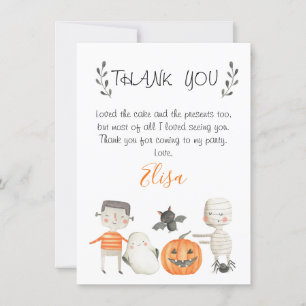 Halloween gris orange Carte de remerciements d'ann