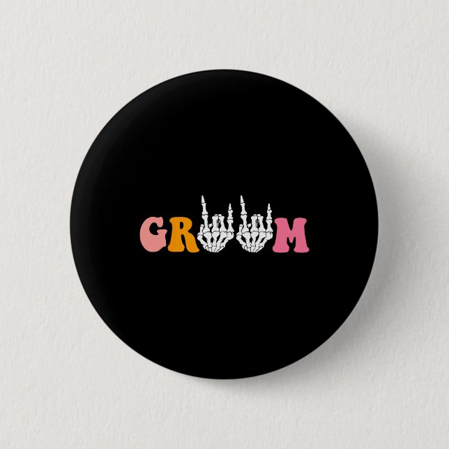 Halloween Groom Bride Skeleton Hand Wedding Bachel Button (Vorderseite)