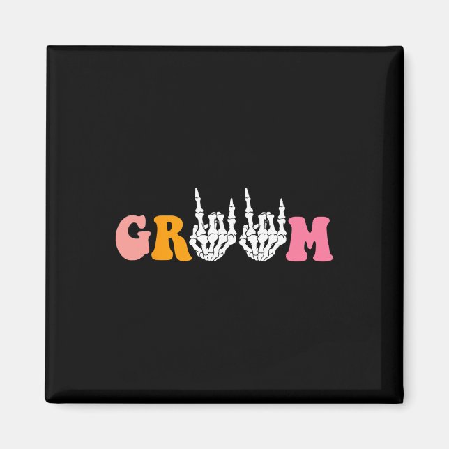 Halloween Groom Bride Skeleton Hand Wedding Bachel Magnet (Vorne)