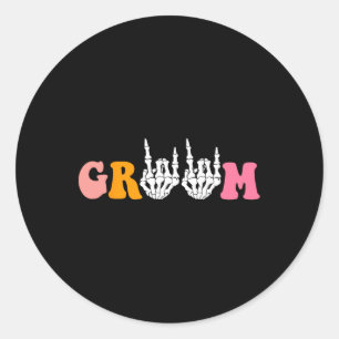 Halloween Groom Bride Skeleton Hand Wedding Bachel Runder Aufkleber