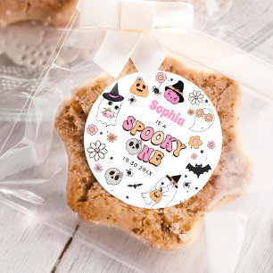 Halloween Groovy Ghost 1. Geburtstag Runder Aufkleber