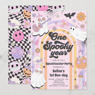 Halloween Groovy Niedlich Ghost 1. Geburtstag Part Einladung