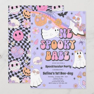 Halloween Groovy Niedlich Ghost 1. Geburtstag Part Einladung