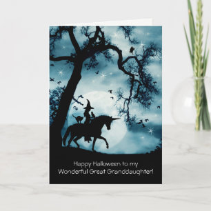 Halloween Große Enkeltochter Hexe und Katze Karte