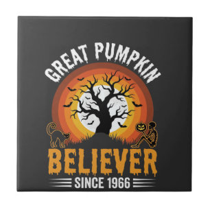 Halloween Großer Kürbis Anhänger Retro Skelett Fliese