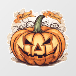 Halloween: Großer Kürbis -  Fensteraufkleber
