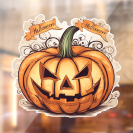 Halloween: Großer Kürbis - Fensteraufkleber