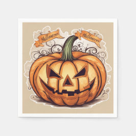 Halloween: Großer Kürbis -  Serviette