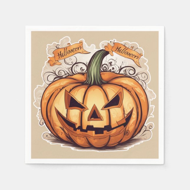 Halloween: Großer Kürbis -  Serviette (Vorderseite)