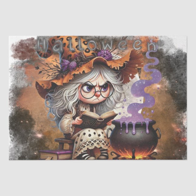 Halloween Grumpy Hexe Seidenpapier (Vorderseite)