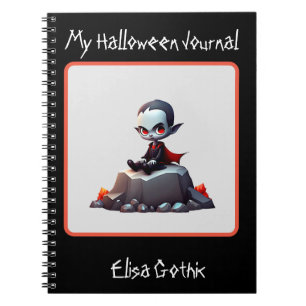 Halloween Grumpy Vampire Spiral Notebook Notizblock