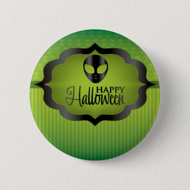 Halloween-grüne Alien Button (Vorderseite)