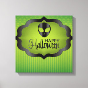 Halloween-grüne Alien Leinwanddruck
