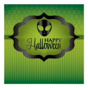 Halloween-grüne Alien Poster