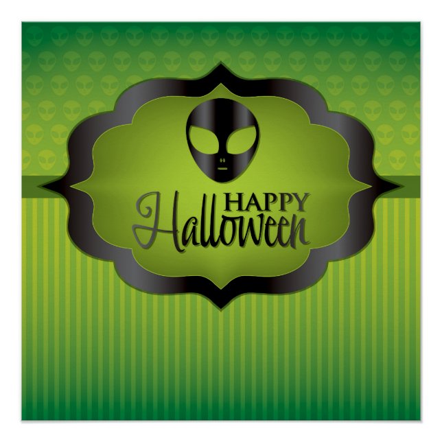 Halloween-grüne Alien Poster (Vorderseite)