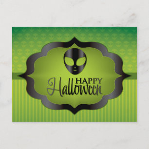 Halloween-grüne Alien Postkarte