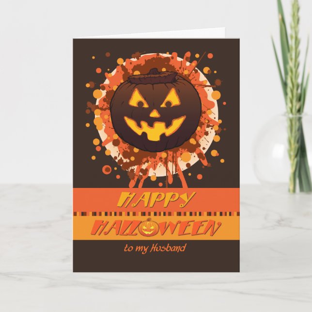 Halloween Grunge Pumpkin, für Husband - Funny Karte (Vorderseite)