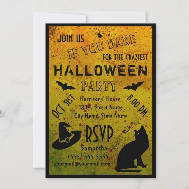 Halloween Grungy Blood Crazy Party Einladung (Vorderseite)