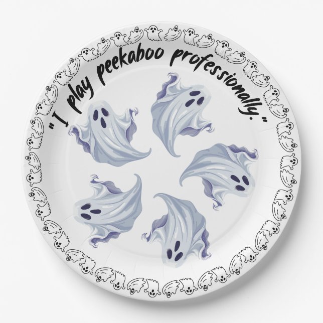 Halloween-Gruppe von Geistern auf Pappteller (Vorderseite)