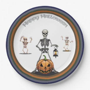 Halloween-Gruppe von Partyskeletten Pappteller