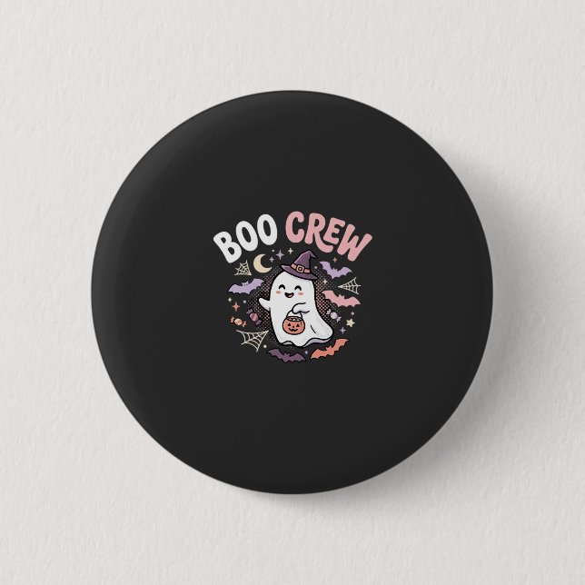 Halloween Grusel Crew Geist Button (Vorderseite)