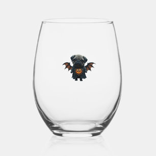 Halloween Grusel-Pug Classic T-Shirt Weinglas Ohne Stiel