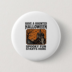 Halloween Grusel-Shirt Spukig Vintage-Party-Design Button