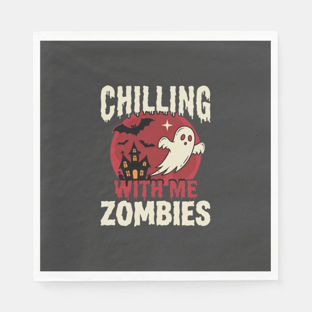 Halloween Gruselig Mit Mir Zombies Geist Design Serviette (Vorderseite)