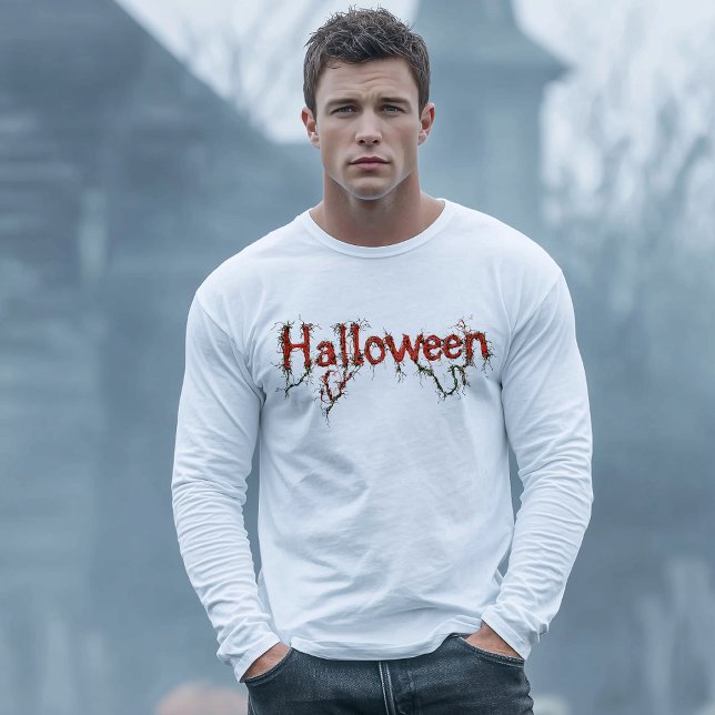 Halloween, gruselig, Reben, Wurzeln, rote Schrift, Tri-Blend Shirt (Von Creator hochgeladen)