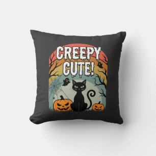 Halloween Gruselig Süße Schwarze Katze Kürbis Desi Kissen