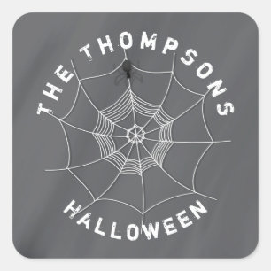 Halloween Gruselig Unheimlich Süßes Spinnennetz Quadratischer Aufkleber