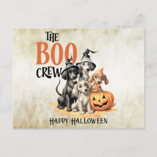 Halloween Gruselige Boo Hunde Crew Orange Kürbis Postkarte
