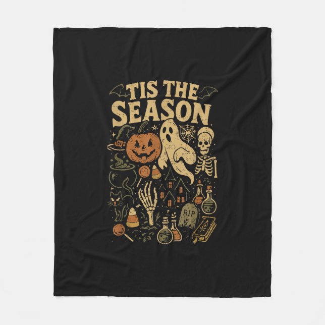 Halloween Gruselige Jahreszeit Kürbis Hexe Tis Die Fleecedecke (Vorderseite)