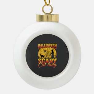 Halloween Gruselige Katzenlady Hexe Spinnennetz Keramik Kugel-Ornament