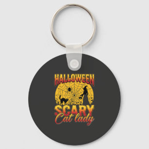 Halloween Gruselige Katzenlady Hexe Spinnennetz Schlüsselanhänger