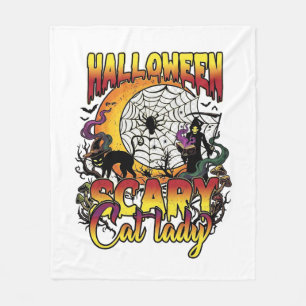 Halloween Gruselige Katzenlady Sensenmann Mond Mag Fleecedecke