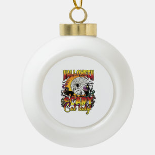 Halloween Gruselige Katzenlady Sensenmann Mond Mag Keramik Kugel-Ornament