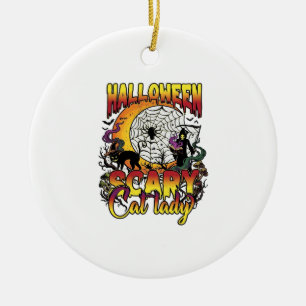 Halloween Gruselige Katzenlady Sensenmann Mond Mag Keramik Ornament