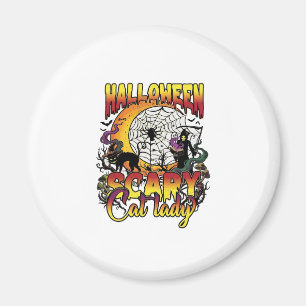 Halloween Gruselige Katzenlady Sensenmann Mond Mag Magnet