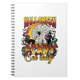 Halloween Gruselige Katzenlady Sensenmann Mond Mag Notizblock