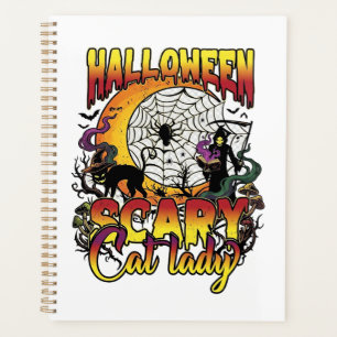Halloween Gruselige Katzenlady Sensenmann Mond Mag Planer