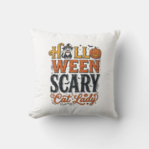 Halloween Gruselige Katzenlady Vintage-Katzen-Shir Kissen