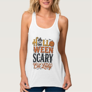 Halloween Gruselige Katzenlady Vintage-Katzen-Shir Tank Top