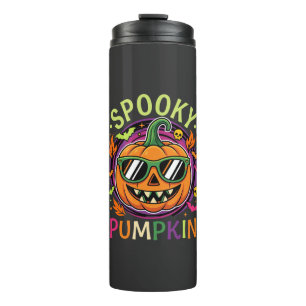 Halloween Gruselige Kürbis Sonnenbrille Vektor Thermosbecher
