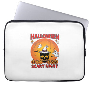 Halloween Gruselige Nacht Totenkopf Hexenhut Kürbi Laptopschutzhülle