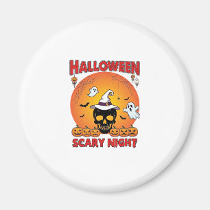 Halloween Gruselige Nacht Totenkopf Hexenhut Kürbi Magnet