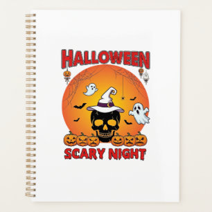 Halloween Gruselige Nacht Totenkopf Hexenhut Kürbi Planer