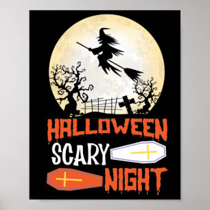 Halloween Gruselige Nacht Unheimliche Hexe Poster
